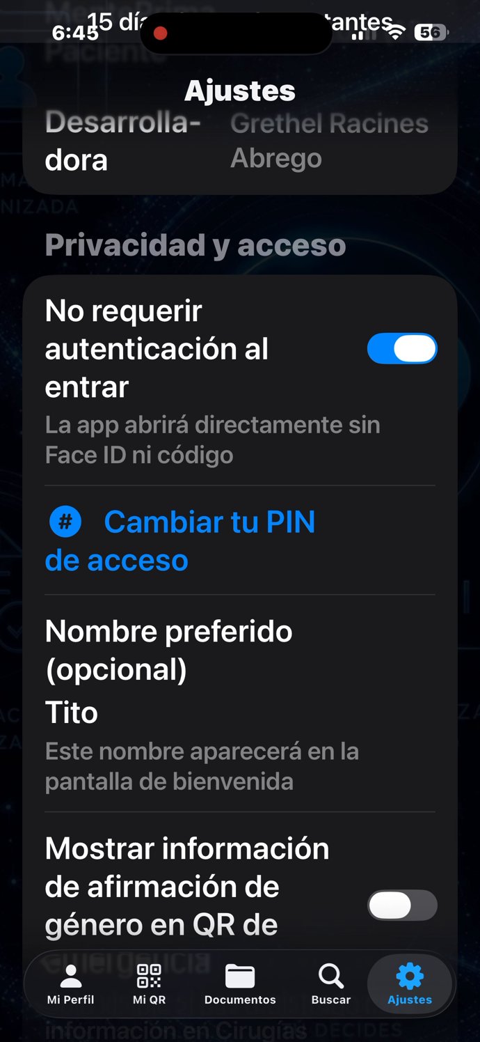 Ajustes — Privacidad y acceso