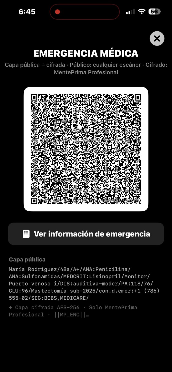 Ajustes — vista previa del QR e integración con Apple Salud