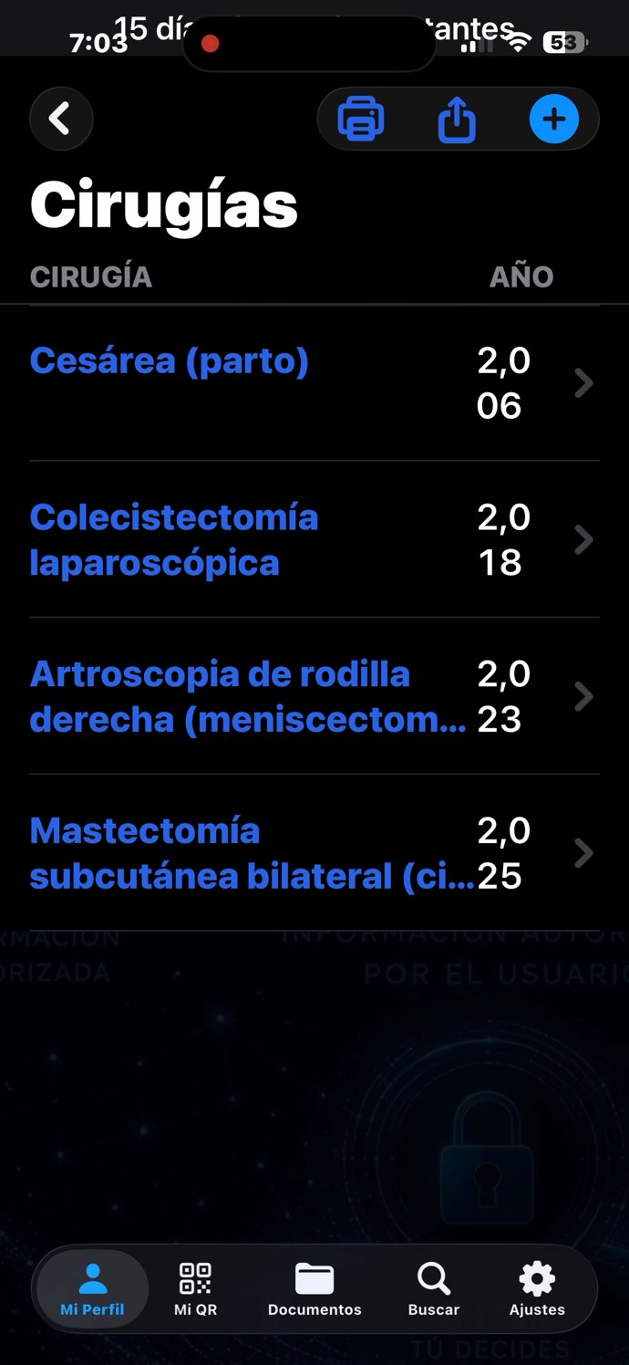 Cirugías previas — lista