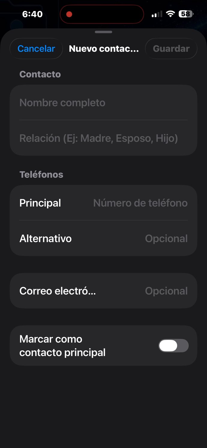 Nuevo contacto de emergencia