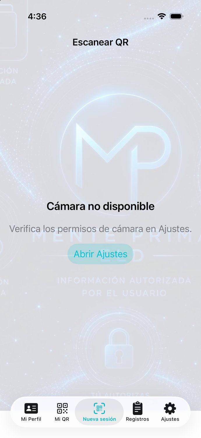 Nueva sesión — escanear al paciente