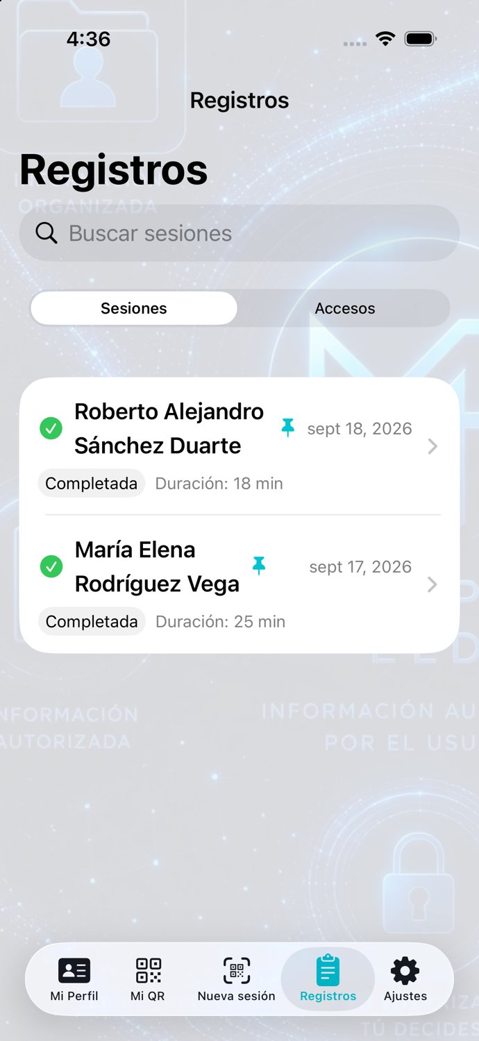 Registros — sesiones guardadas