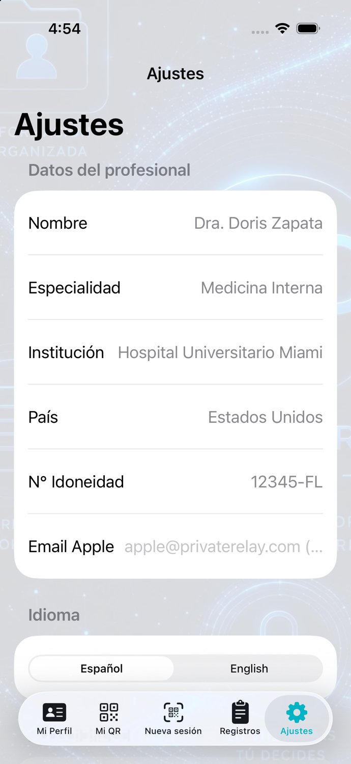 Ajustes — datos del profesional