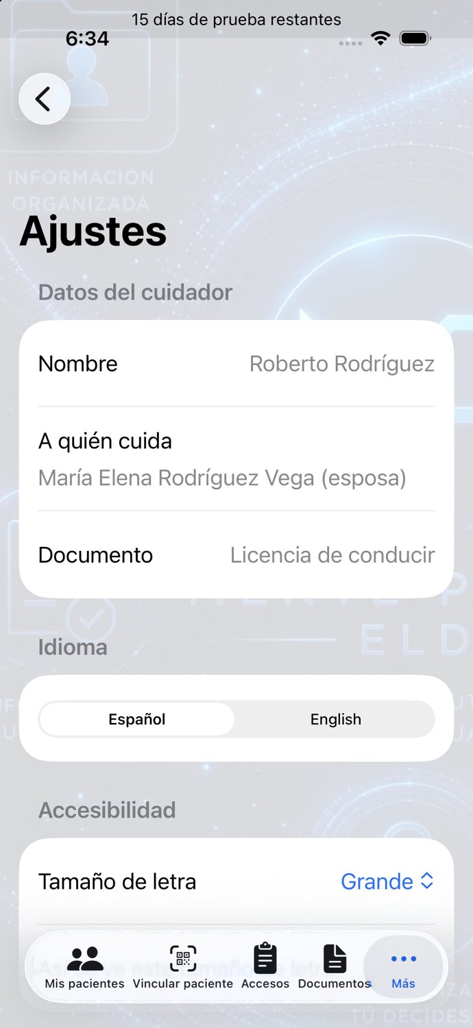 Ajustes — Datos del cuidador
