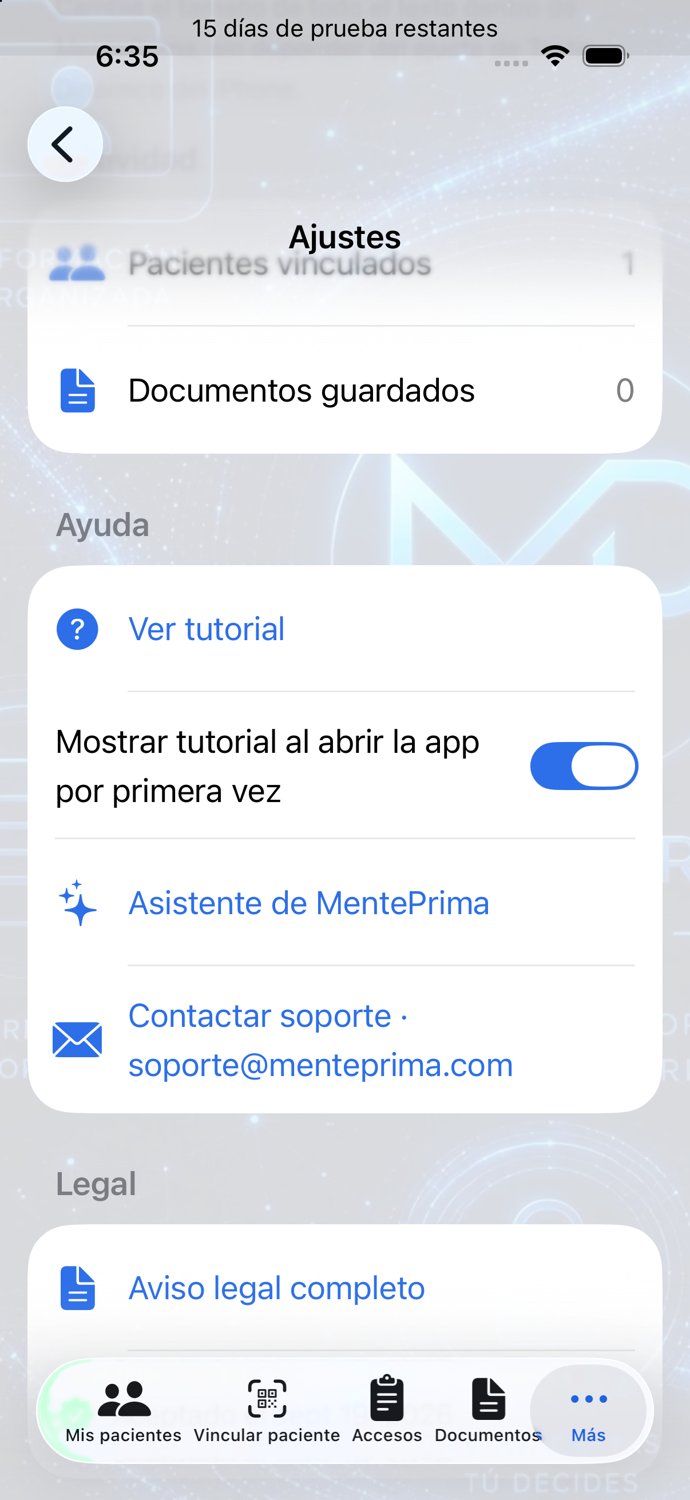 Ajustes — ayuda y legal