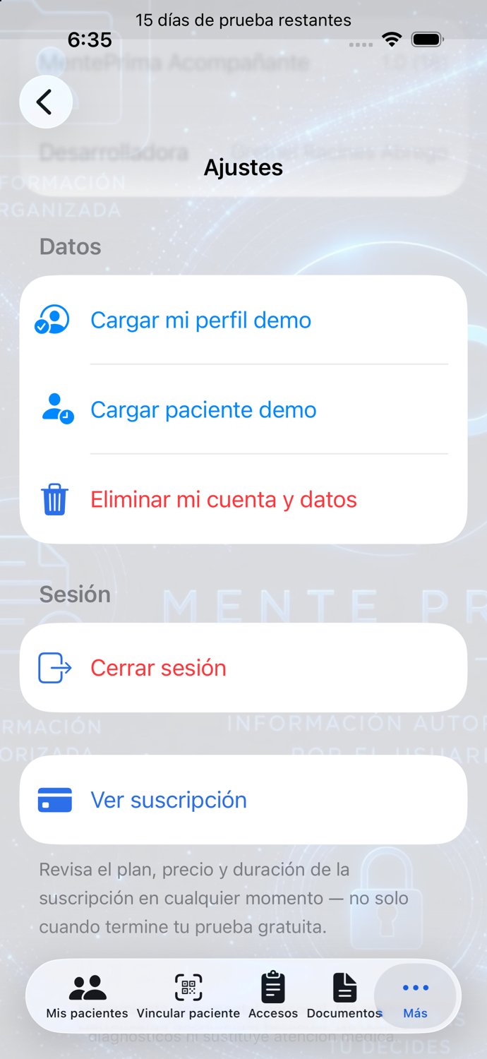 Ajustes — datos de exploración, cuenta y sesión